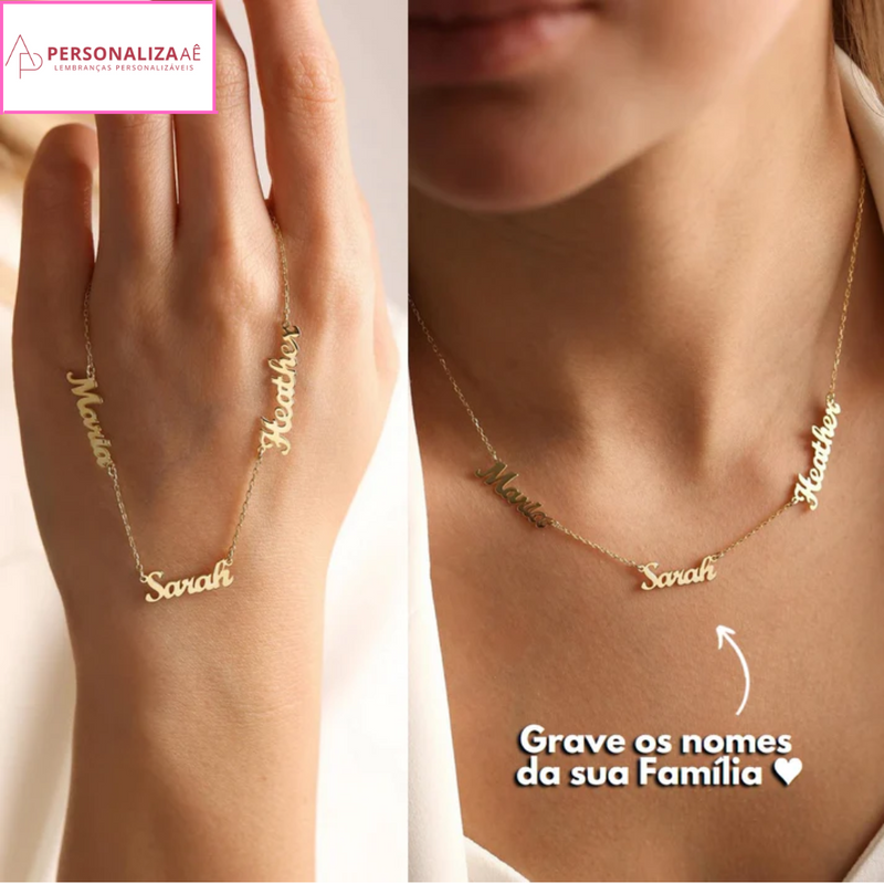 Collier Amour Éternel Personnalisable - Ma Famille - Découpé Laser - Plaqué Or