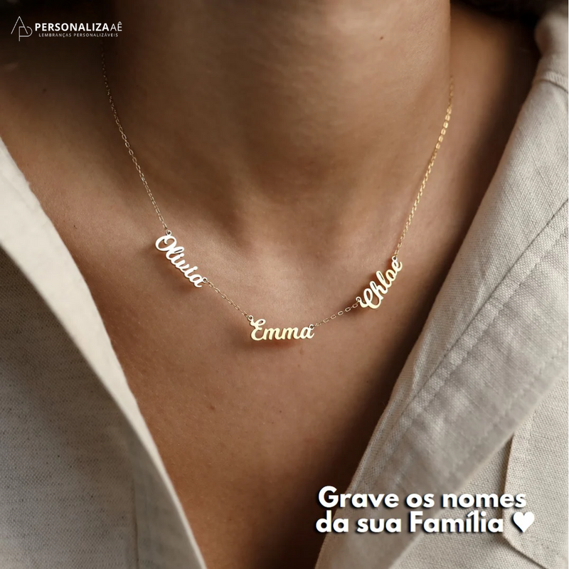 Collier Souvenirs Éternels - Ma Famille - Découpé Laser - Plaqué Or