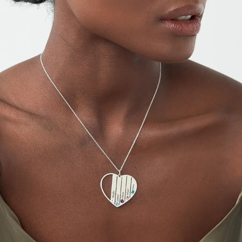 Collier Meilleure Mère du Monde - En Argent Premium - Avec Noms Gravés au Laser